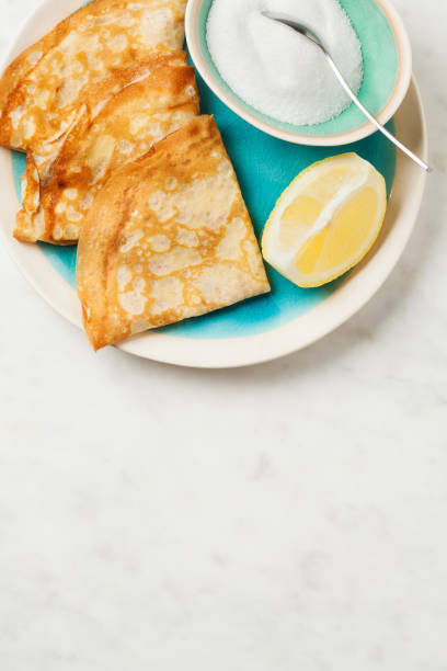 Shrove Tuesday pancakes with lemon