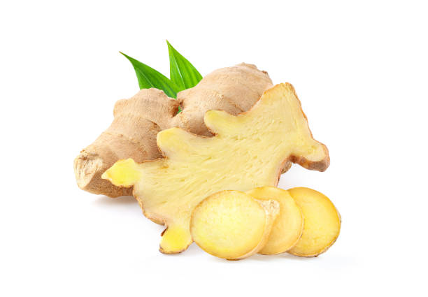 istock Ginger with leaves Isolated on a white  background 1290985264
