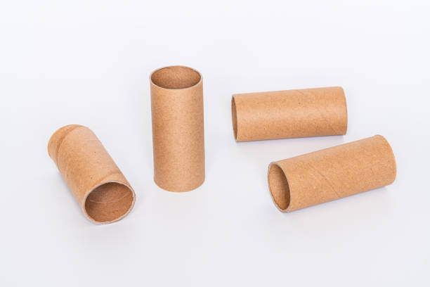 tubo di carta kraft - packaging paper cardboard rolled up foto e immagini stock