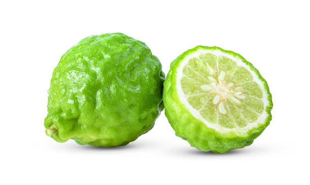 istock Bergamot or kaffir n white background 1290987141