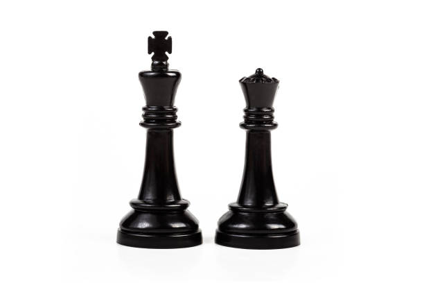 King And Queen Two Simple Chess Figures Isolated On White Cut Out Royal  Couple Royalty Abstract Concept Pair Of Game Pieces Chess Symbol Power And  Leadership Leading Stock Photo - Download Image