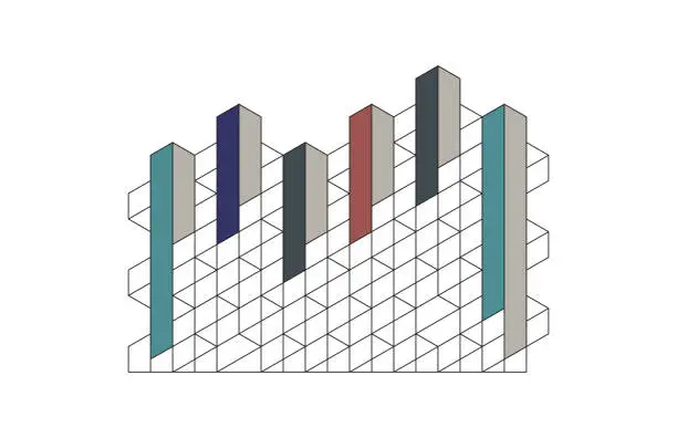 Vector illustration of Abstract Isometry Wireframe Drawing