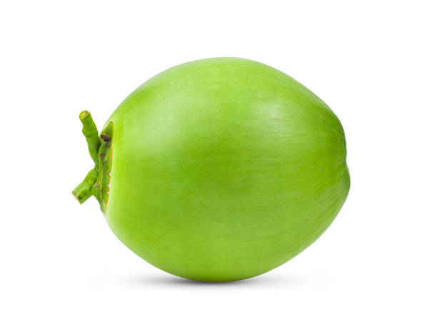 istock Green coconut isolated on white background 1290996886