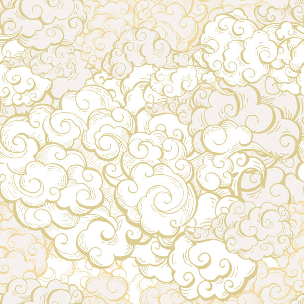 Chinese clouds color vector seamless pattern vector art illustration