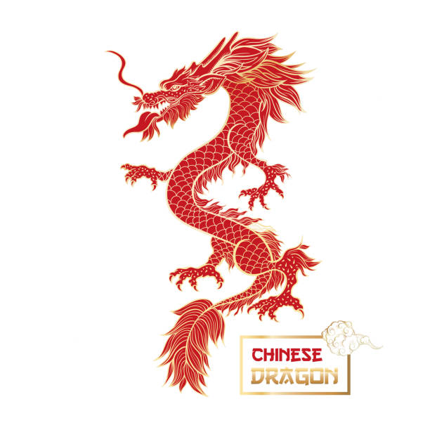 Chinese red dragon vector illustration vector art illustration