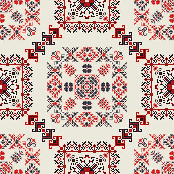 Vector illustration of Romanian traditional pattern 158
