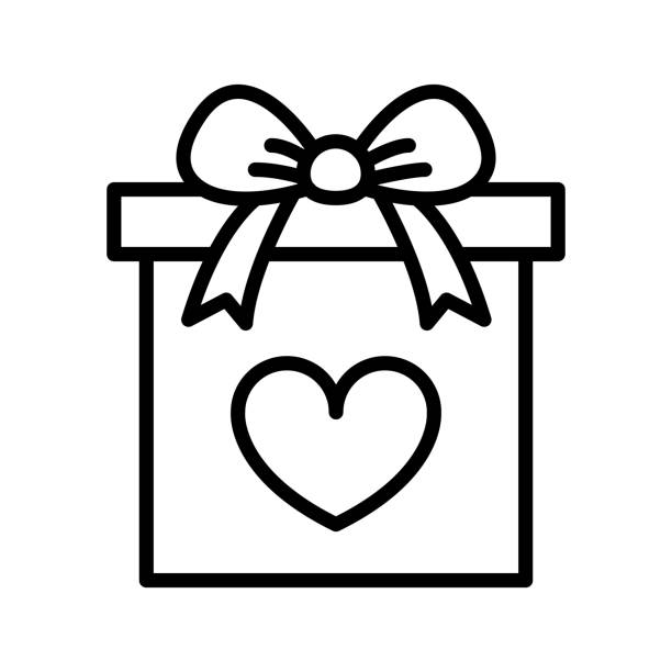 подарочная икона. день святого валентина на белом фоне - white background valentines day box heart shape stock illustrations