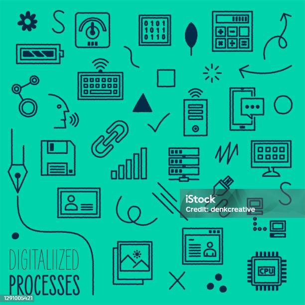 Digitalize Process Icon Process Digitalization Content Marketing Design Stock Illustration ...