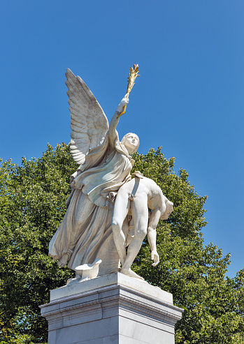 marble statue of 'La Seine et La Marne' (1704-1712) by Nicolas Coustou (1658-1733) at Jardin des Tuileries in Paris; Paris, France
