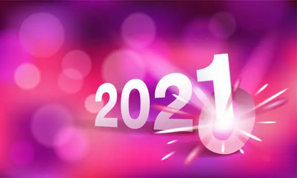 Vector illustration of New year title changing from 2020 to next year