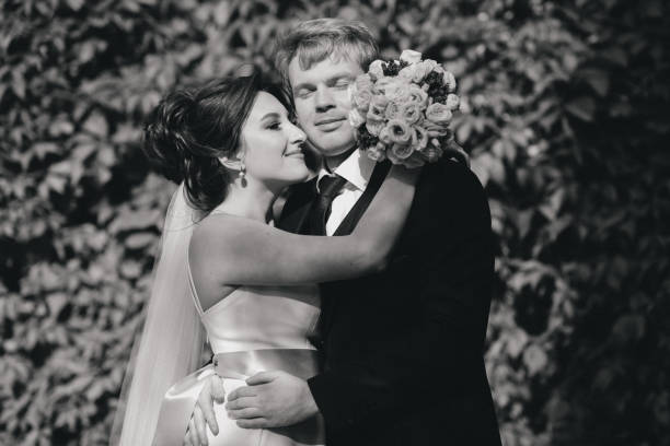 istock The newlyweds hug each other. Wedding photo. 1291009724