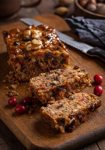 istock Fruitcake Loaf Sliced on a Cutting Board 1291011819