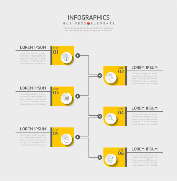 Vector elements for infographics. presentation and chart. steps or processes.  options number workflow template design. number 6. Vector elements for infographics. presentation and chart. steps or processes. 
options number workflow template design. number 6. comparison infographics stock illustrations