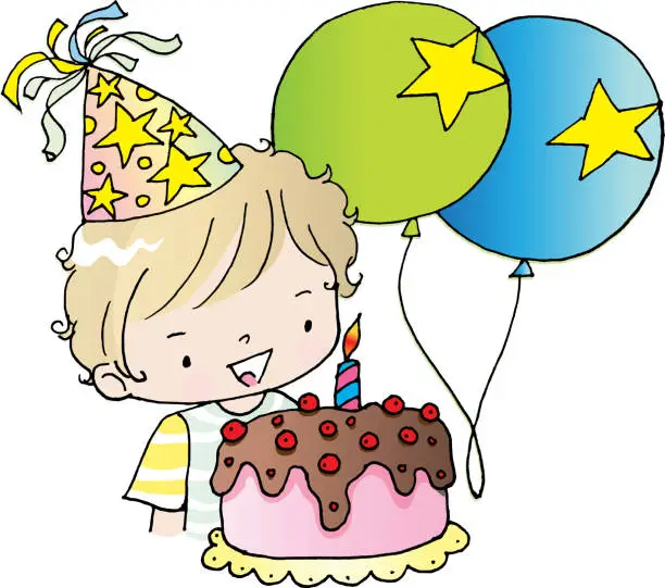 Vector illustration of vector cartoon kids birthday