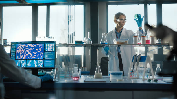 istock Medical Science Laboratory with Diverse Team of Research Scientists Working. Young Professional Female Microbiologist is Using Micropipette and Checking Multiplication of Bacteria Sample in Petri Dish 1291031634