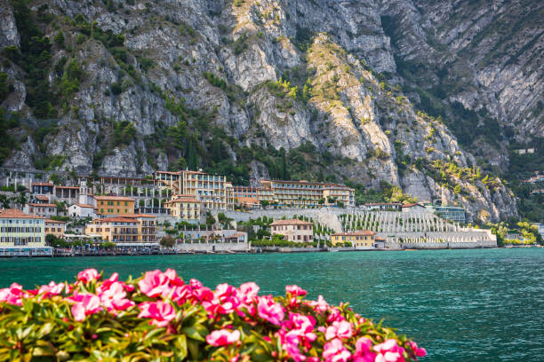 Beautiful historical architecture at Limone sul Garda, Italy. A popular travel destination amoung tourists.