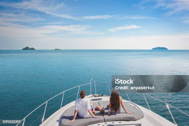 Luxury Cruise Travel On The Yacht Romantic Honeymoon Vacation For Couple Stock Photo - Download Image Now