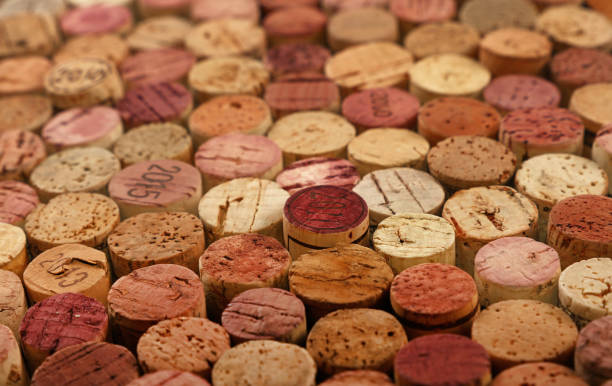 istock Close up background of used red wine corks 1291033653