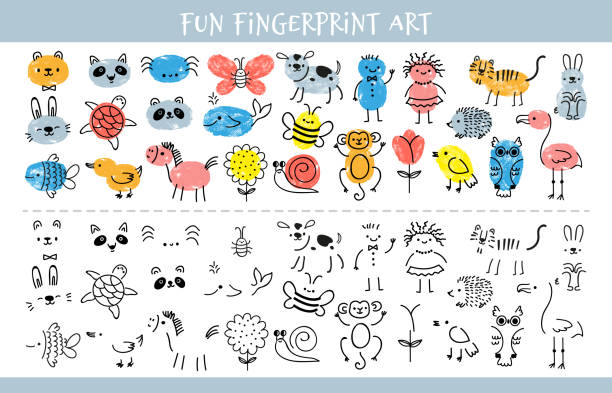 42 Finger Print Animals Pictures Illustrations & Clip Art - iStock