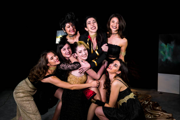 istock Group of female cabaret dancers 1291035320