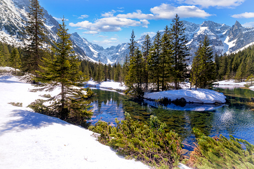 Vacations in Poland - the Rybi Potok flowing out of the Morskie Oko lake in Tatra Mountains