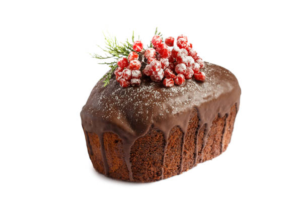 istock Christmas cake. Chocolate cake isolated on white background 1291048843