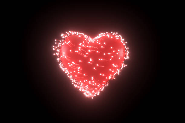 istock 3D Heart Shape with Light Trails on Black Color Background, Valentine's Day Concept 1291058237