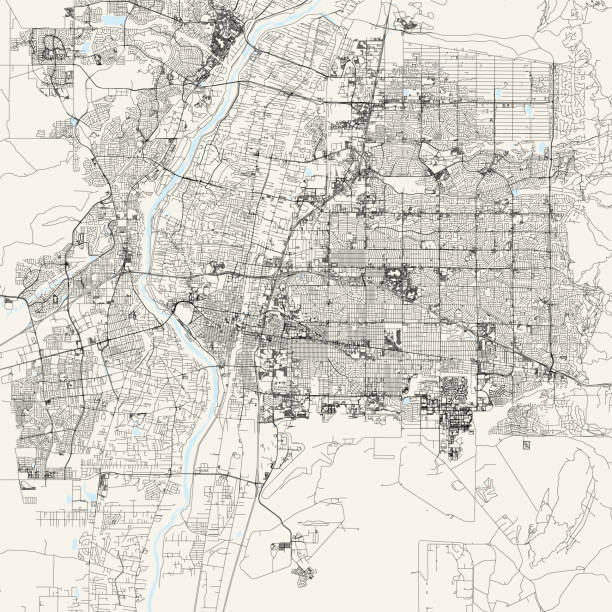 ilustrações de stock, clip art, desenhos animados e ícones de albuquerque, new mexico vector map - india map cartography topographic map