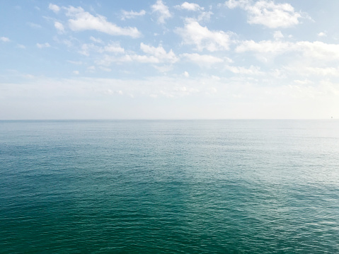 Blue sky and sea in the morning.