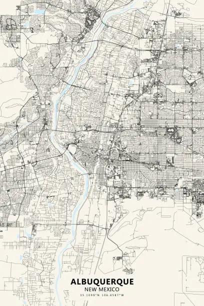 Vector illustration of Albuquerque, New Mexico Vector Map