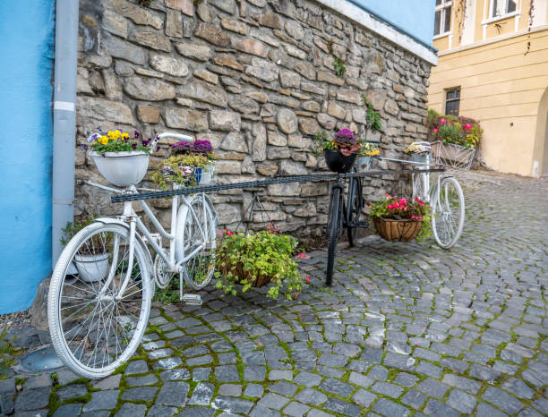 istock Vintage ornament decorative bicycles in Sighisoara, Romania. 1291065520
