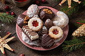 Beehives or wasp nests, vanilla crescents, Linzer and various Czech Christmas cookies