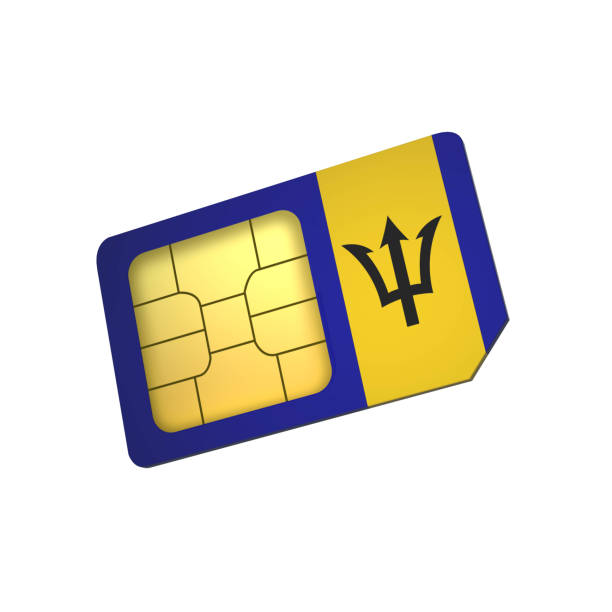 istock 3D mobile phone sim card chip with Flag of Barbados isolated on a white background 1291070228