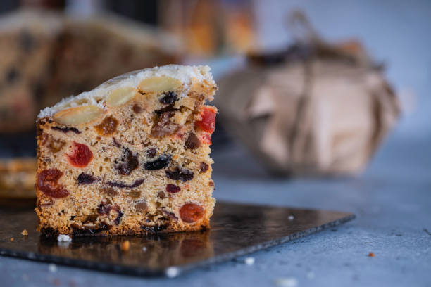 istock Traditional christmas stollen fruit cake. 1291075175