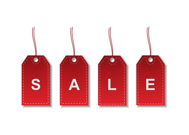 istock Vector collection of red sale tags with text isolated on white background. Vector illustration. 1291075496