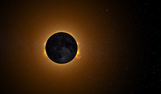 Total Solar Eclipse. Astronomy and science concept. Elements of image furnished by NASA.