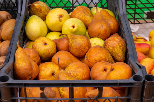 istock Fresh yellow pears in the market. fruit 1291076686