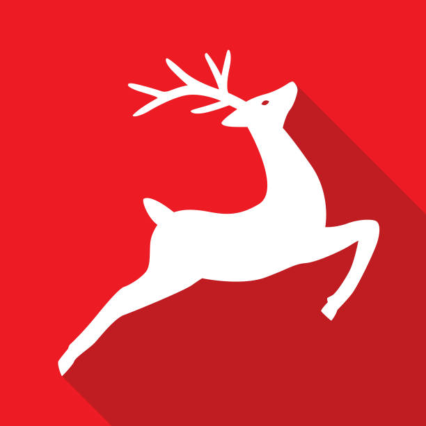 Elegant Red Reindeer Icon Vwctor illustration of an elegant white reindeer on a square red background. reindeer stock illustrations
