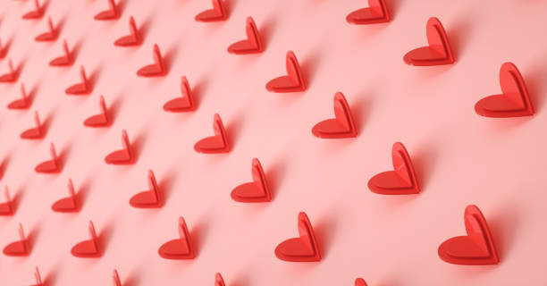 istock Heart love symbol 3D rendering pattern, Valentine s Day concept poster, banner or background 1291077923