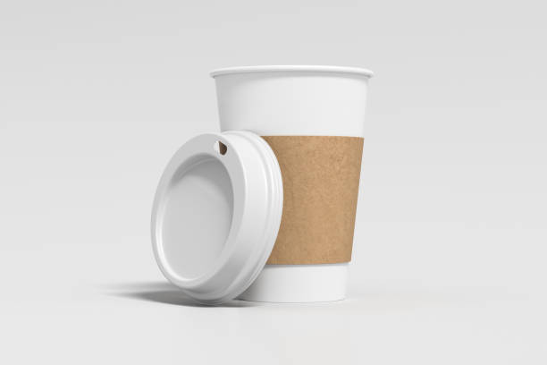 istock White take away coffee paper cup mock up with opened white lid with holder on white background. 1291078624