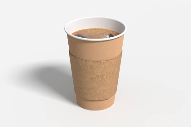 istock Cardboard take away coffee paper cup mock up with holder on white background. 1291078710