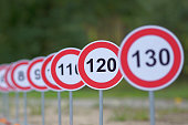 A road signs indicating from 120 to 130 as the speed limit