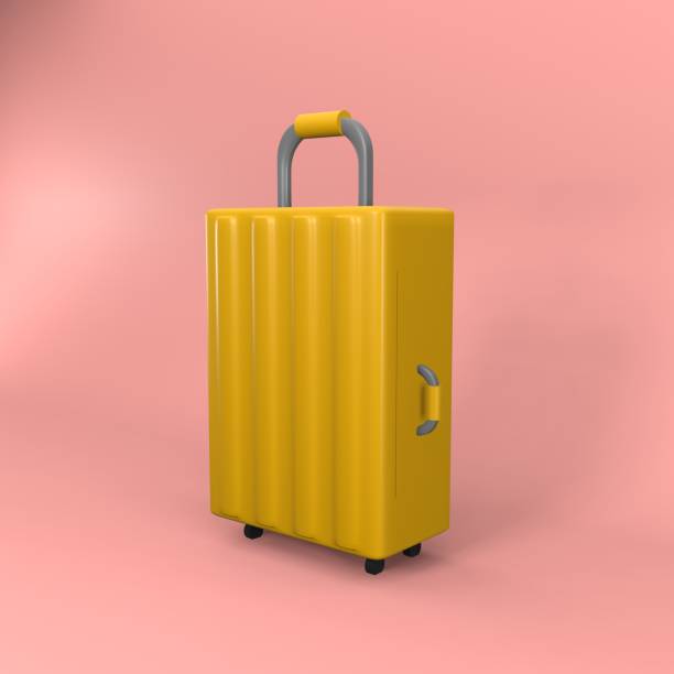 istock 3d baggage suitcase illustration. 3d rendering suitcase illustration. Yellow travel bag 3D illustration 1291083823