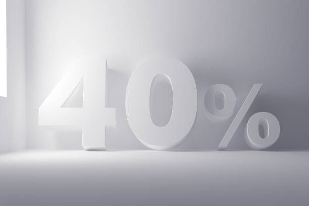 istock 3d rendering white colored 40 percentage sign on white clean background 1291091559