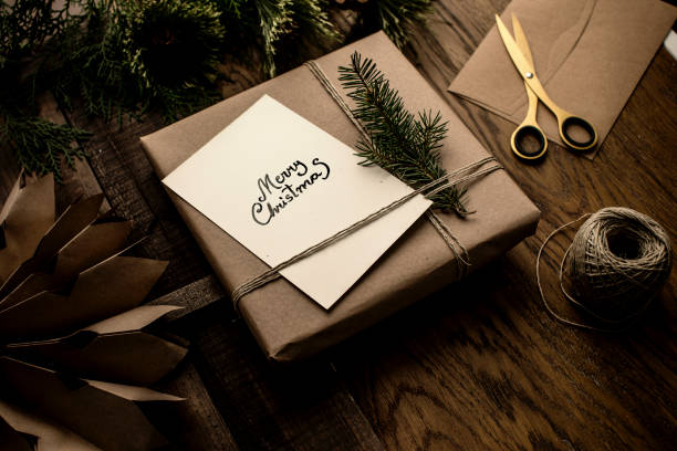 istock Christmas present decoration in rustic cozy ambient 1291092919
