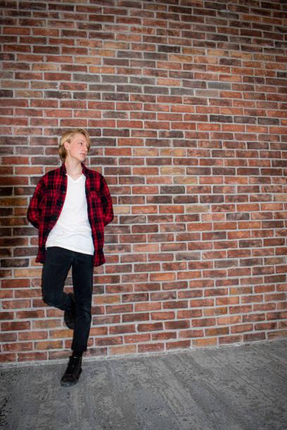 istock Young teenager leaning against a brick wall 1291094001