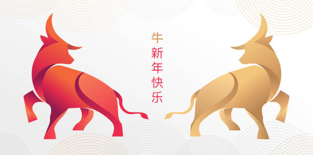 Chinese new year 2021 year of the ox, Chinese zodiac symbol of red cow. Chinese translation: Year of ox Chinese new year 2021 year of the ox, Chinese zodiac symbol of red cow. Chinese translation: Year of ox. Abstract background with traditional oriental decorations. Vector illustration 490 stock illustrations