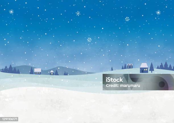 夜の水彩画の雪の町 - 雪のベクターアート素材や画像を多数ご用意 - 雪, 冬, クリスマス