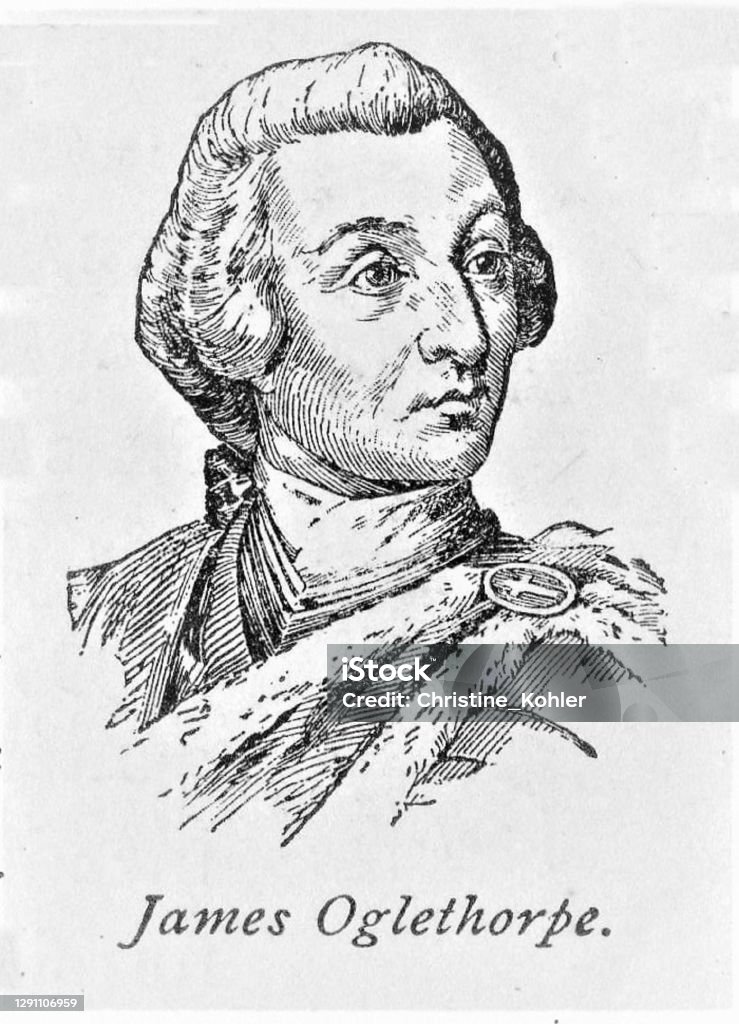 James Oglethorpe Portrait Colonial America Stock Illustration