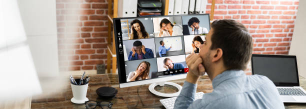 istock Bored Employee In Video Conference 1291113172